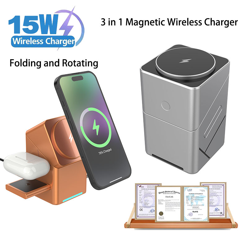 Watch Charging Dock - 2025 Desktop Portable Qi2 Phone Wireless