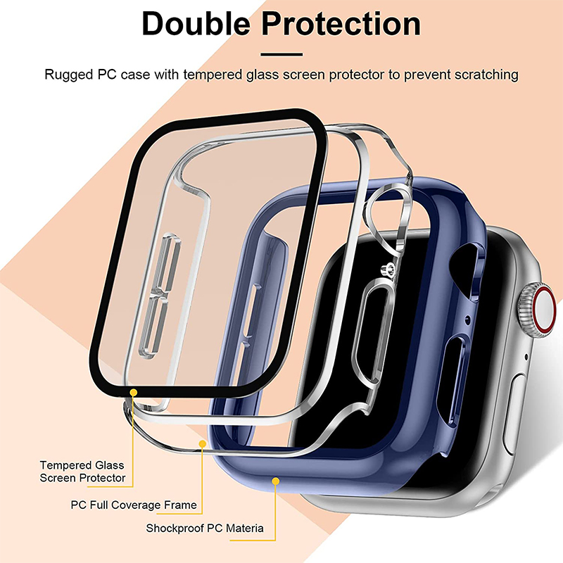 Tempered Glass+cover For Apple - Apple Smartwatch Accessories ulasan dan harga