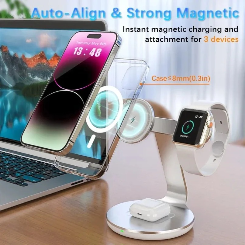 3 in 1 Wireless Charger Stand  - Watch Charging Dock ulasan dan harga