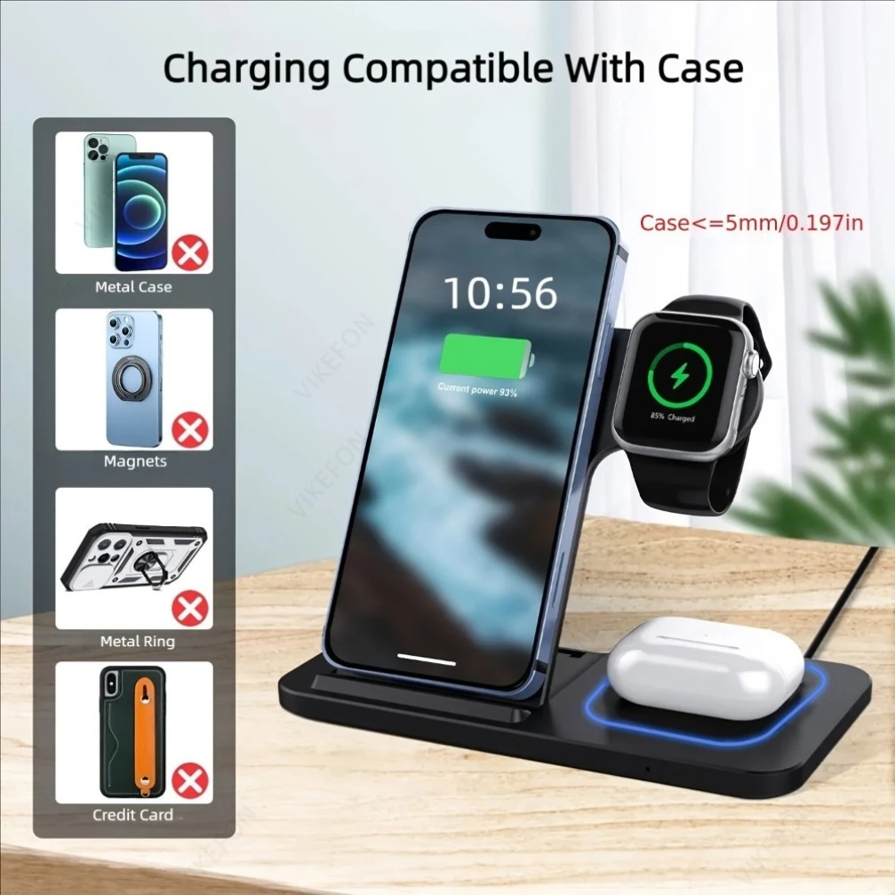 Foldable 3 in 1 Wireless Charg - Watch Charging Dock ulasan dan harga
